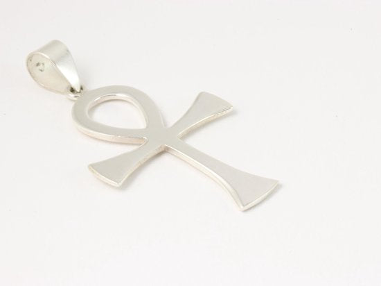Zilveren ankh hanger aan ketting afbeelding 2