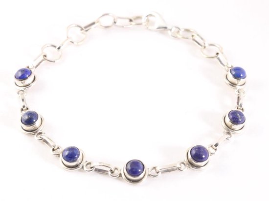 Fijne zilveren armband met lapis lazuli afbeelding 1