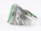 Zware bewerkte zilveren ring met jade afbeelding 2