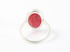 Ovale hoogglans zilveren ring met robijn afbeelding 3