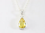 Druppelvormige zilveren hanger met citrien aan ketting afbeelding 4