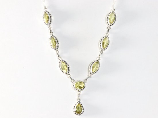 Bewerkte zilveren ketting met citrien afbeelding 3