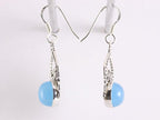 Opengewerkte zilveren oorbellen met blauwe chalcedoon afbeelding 2