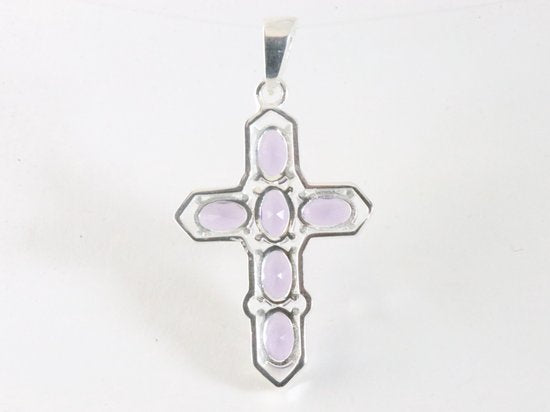 Zilveren kruishanger met amethist afbeelding 3