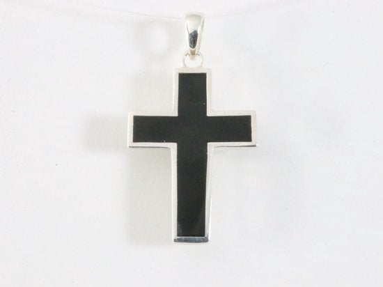 Fijne zilveren kruishanger met onyx afbeelding 4
