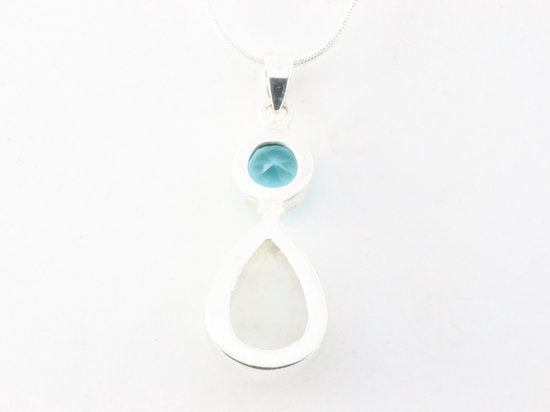 Zilveren hanger met regenboog maansteen en topaas aan ketting afbeelding 3