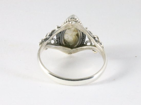Fijne bewerkte zilveren ring met gouden rutielkwarts afbeelding 3