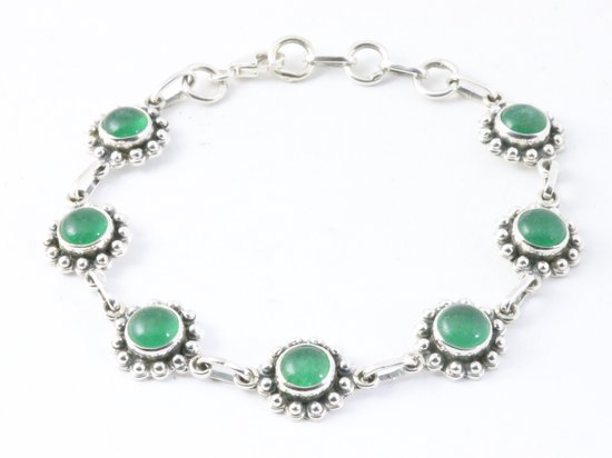 Bewerkte zilveren armband met jade afbeelding 1