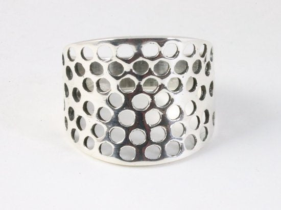 Brede opengewerkte zilveren ring afbeelding 4