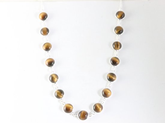Zilveren collier met tijgeroog afbeelding 2