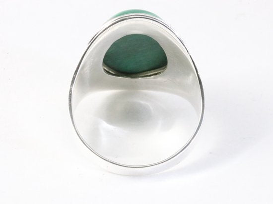 Bewerkte zilveren ring met malachiet afbeelding 3