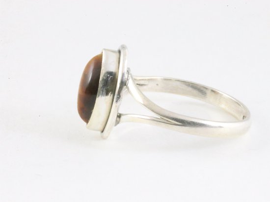 Fijne zilveren ring met tijgeroog afbeelding 2
