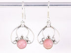 Opengewerkte zilveren oorbellen met roze opaal afbeelding 4