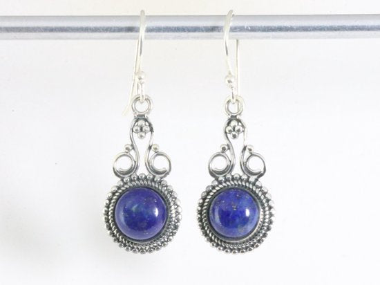 Bewerkte zilveren oorbellen met lapis lazuli afbeelding 3