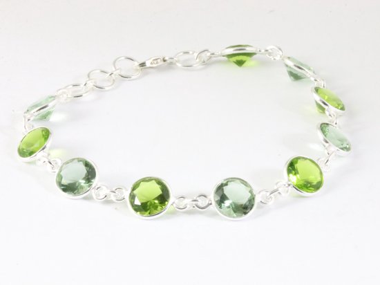 Zilveren armband met groene amethist en peridoot afbeelding 2