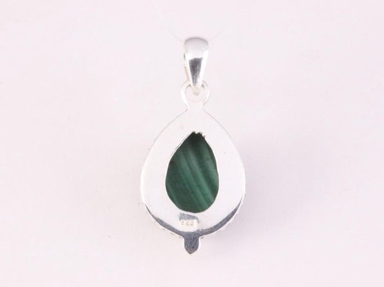 Bewerkte druppelvormige zilveren hanger met malachiet afbeelding 3