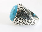 Zware bewerkte zilveren ring met blauwe turkoois afbeelding 2