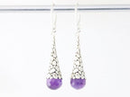 Bewerkte zilveren pegel oorbellen met amethist afbeelding 3