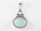 Bewerkte zilveren hanger met aqua chalcedoon afbeelding 4