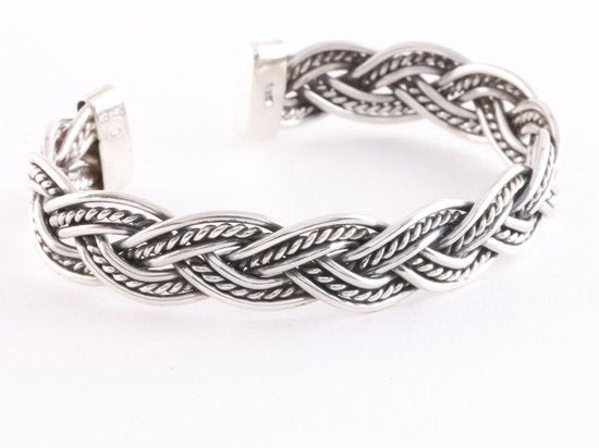 Gevlochten zilveren klemarmband afbeelding 2