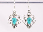 Opengewerkte zilveren oorbellen met turkoois afbeelding 4