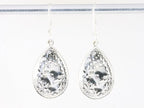 Fijne bewerkte druppelvormige zilveren oorbellen met bloemen afbeelding 2