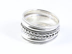 Brede hoogglans zilveren ring met kabelpatronen afbeelding 2
