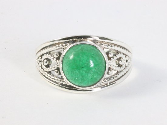 Opengewerkte zilveren ring met jade afbeelding 4