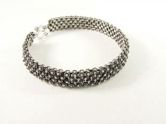 Fijn bewerkte gevlochten zilveren armband afbeelding 2