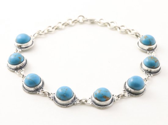 Bewerkte zilveren armband met blauwe turkoois afbeelding 1