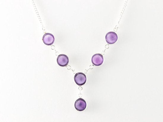 Fijne zilveren ketting met amethist afbeelding 3