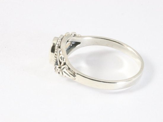 Fijne bewerkte zilveren ring met parelmoer afbeelding 2