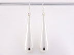 Lange hoogglans zilveren pegel oorbellen afbeelding 3