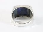 Zware bewerkte zilveren ring met lapis lazuli afbeelding 3
