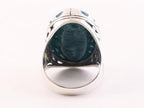 Grote opengewerkte zilveren herenring met azuriet afbeelding 3