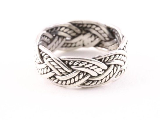 Gevlochten zilveren ring afbeelding 1
