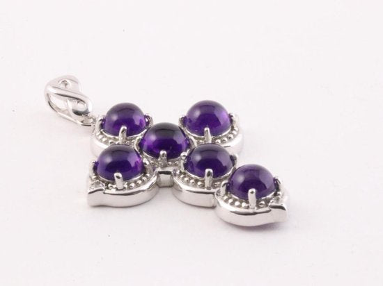 Bewerkte zilveren kruishanger met amethist afbeelding 2