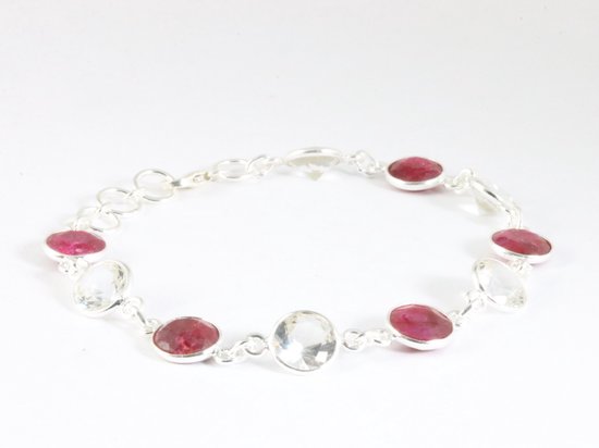 Zilveren armband met robijn en bergkristal afbeelding 2