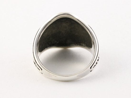 Zware bewerkte zilveren herenring afbeelding 3