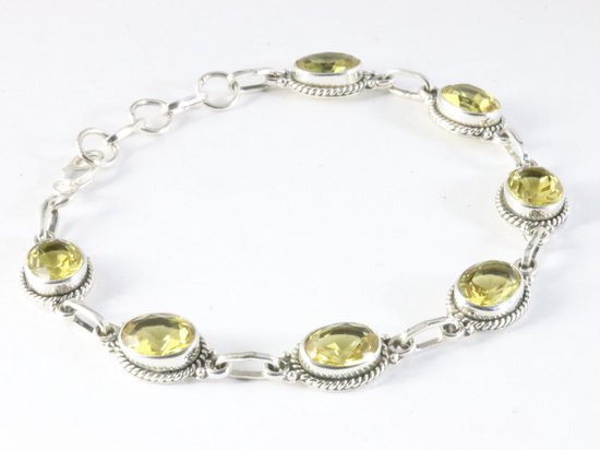 Bewerkte zilveren armband met citrien afbeelding 2