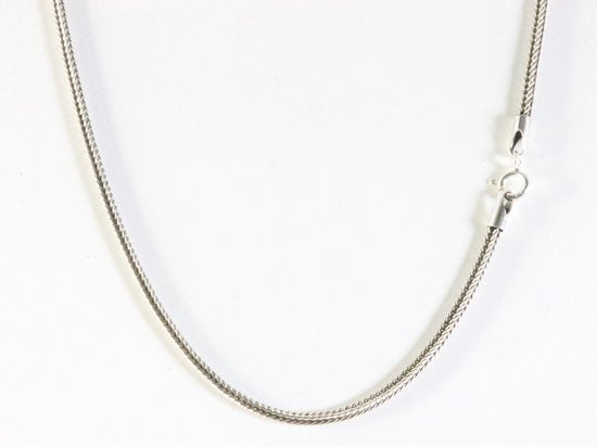 Bewerkte zilveren hanger met rhodoniet aan vossenstaart ketting afbeelding 4