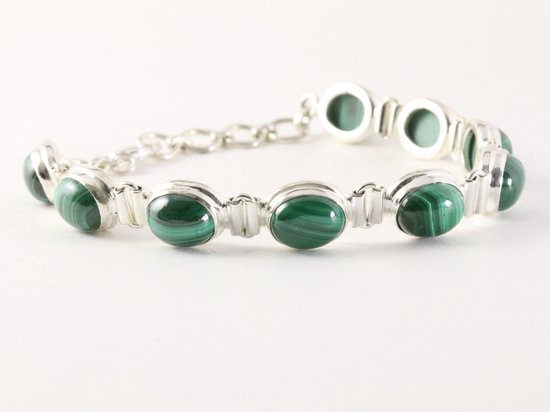 Zware zilveren armband met malachiet afbeelding 2