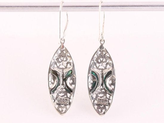 Lange bewerkte zilveren oorbellen met abalone schelp afbeelding 3