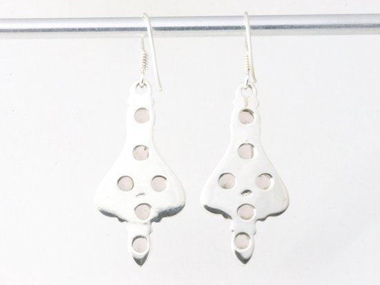 Lange zilveren oorbellen met rozenkwarts afbeelding 3