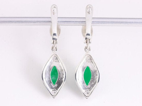 Zilveren oorstekers met jade en marcasiet afbeelding 2