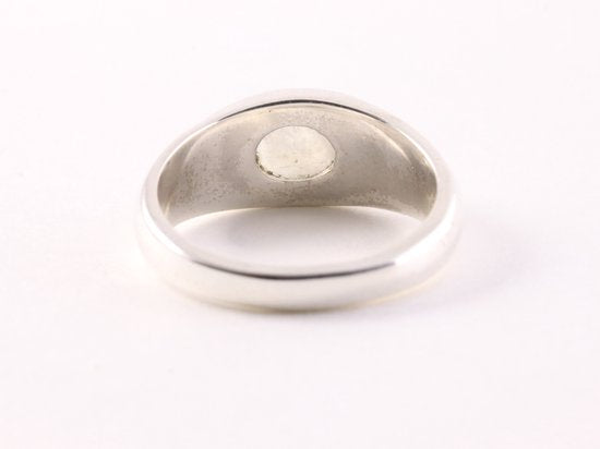 Hoogglans zilveren ring met regenboog maansteen afbeelding 3