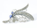 Opengewerkte zilveren vlinder broche met blauwe saffier en marcasiet afbeelding 2