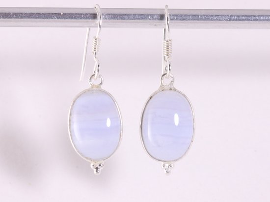 Zilveren oorbellen met blauwe lace agaat afbeelding 4