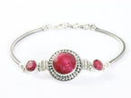 Bewerkte zilveren armband met robijn afbeelding 1