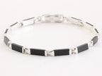 Zilveren schakelarmband met onyx afbeelding 1